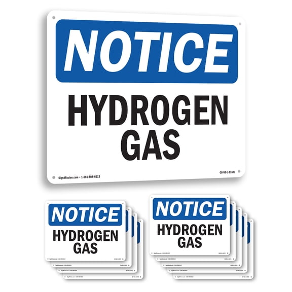 Hydrogen Gas OSHA Notice Rigid Plastic Sign 14 Inch x 10 Inch - 10 Pack