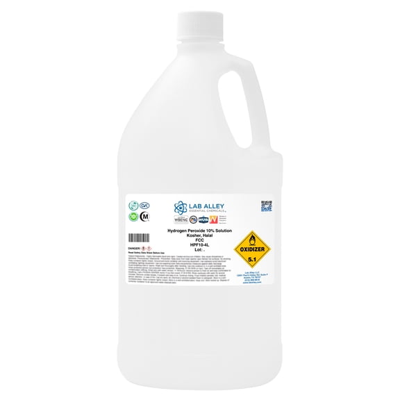 Lab Alley Hydrogen Peroxide Chemical Solution, 10% Food Grade, 4 Liters