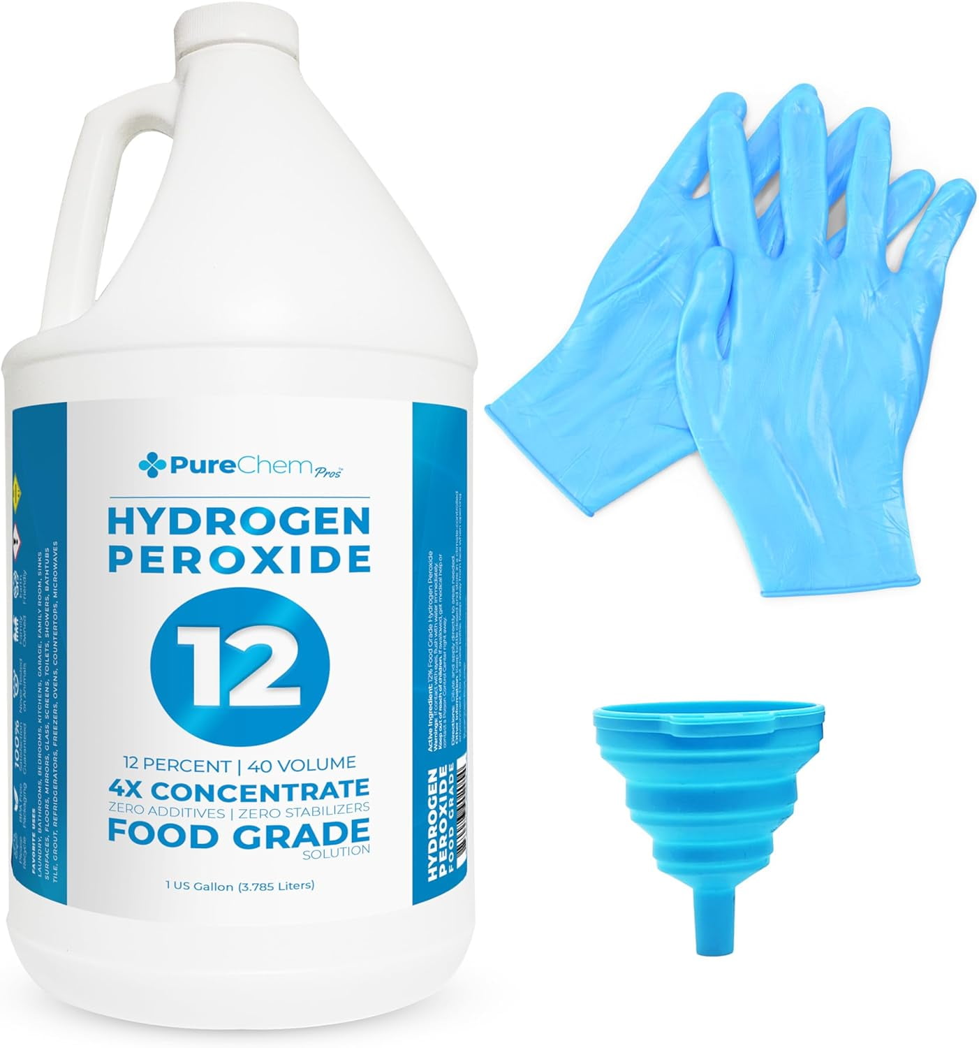 Hydrogen Peroxide 12 Percent 1 Gallon - Multi-Surface Cleaner for Counters, Bathtubs, Floors, Carpets, Cold Plunge and More.
