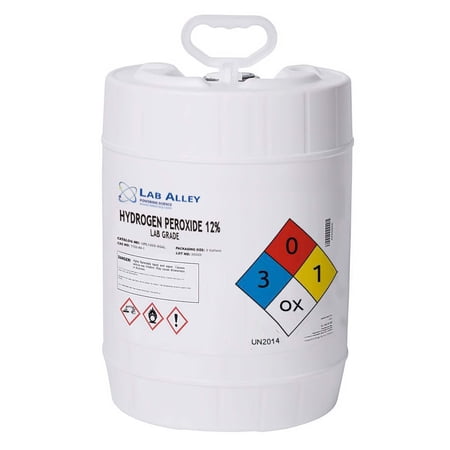 Lab Alley Hydrogen Peroxide Chemical Solution, 12% Lab Grade, 5 Gallons