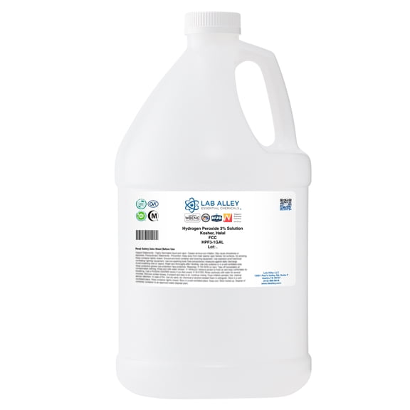 Lab Alley Hydrogen Peroxide Chemical Solution, 3% Food Grade, Kosher, 1 Gallon