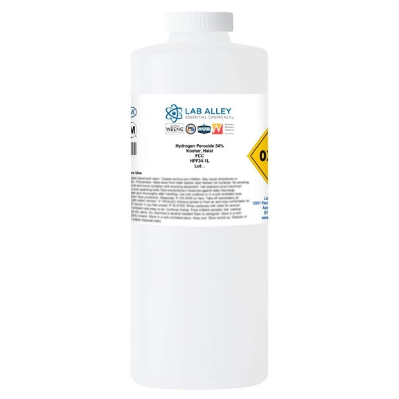 Hydrogen Peroxide 34% Food Grade, Kosher, Halal