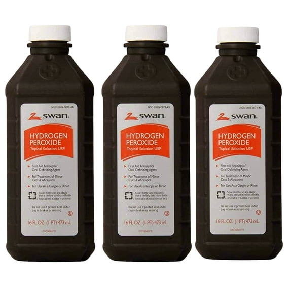 Hydrogen Peroxide Antiseptic Solution, 16 Fl Oz (Pack of 3)