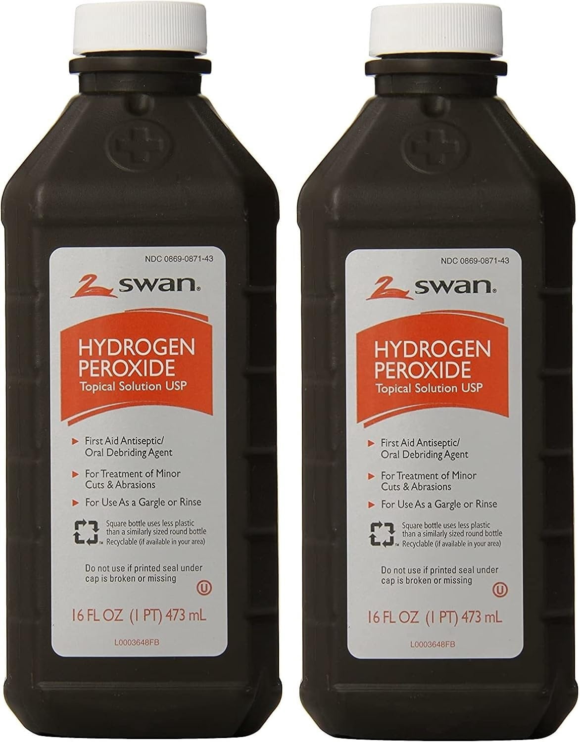Swan Hydrogen Peroxide Antiseptic Liquid, 16 oz, 2 Count
