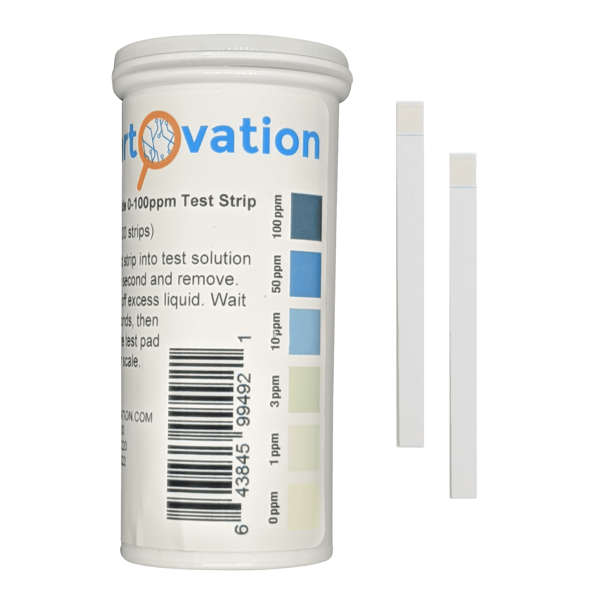 Bartovation Hydrogen Peroxide H2O2 Test Strips, Low Level, 0-100 ppm [Vial of 100 Strips]
