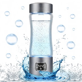 Hydrogen Water Bottle Generator, 340ml Portable Hydrogen Water Maker with SPE/PEM Technology, 5000ppb Rechargeable Ionizer Machine for Health & Wellness, BPA-Free Glass