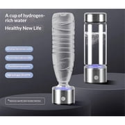Hydrogen Water Bottle Generator 3Min Quick Electrolysis,Hydrogen Water Ionizer Glass Health Cup Suitable for Travel, Exercise,Home,Gift for Love Silver