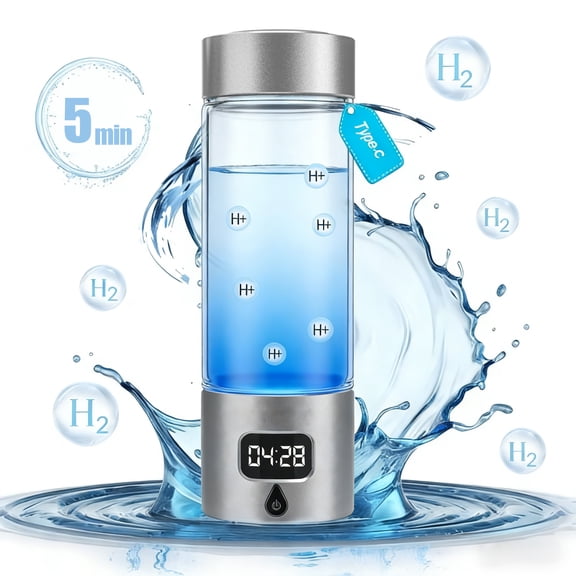 Hydrogen Water Bottle Generator,5000PPB Portable Hydrogen Water Machine with SPE PEM Tech and LED Timer Display,Water Ionizer Machine for Office, Daily Drinking and Outdoor