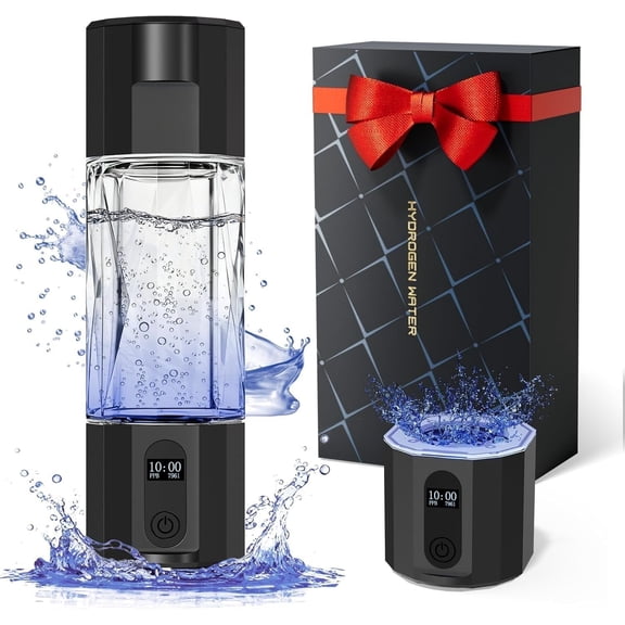 Hydrogen Water Bottle Generator, 8000PPB Ultra Hydrogen Water Ionizer Generator -Upgrade SPE & PEM Tech, 7OZ Portable High Concentration Hydrogen Rich Water Machine, -Grade PC Black