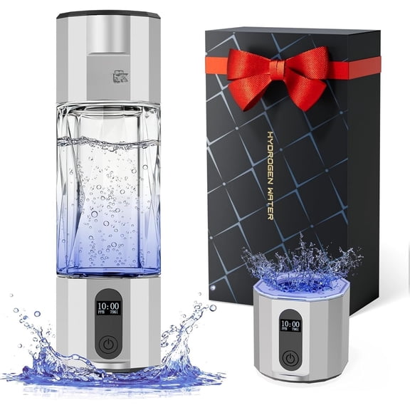 Hydrogen Water Bottle Generator, 8000PPB Ultra Hydrogen Water Ionizer Generator -Upgrade SPE & PEM Tech, 7OZ Portable High Concentration Hydrogen Rich Water Machine, -Grade PC Grey