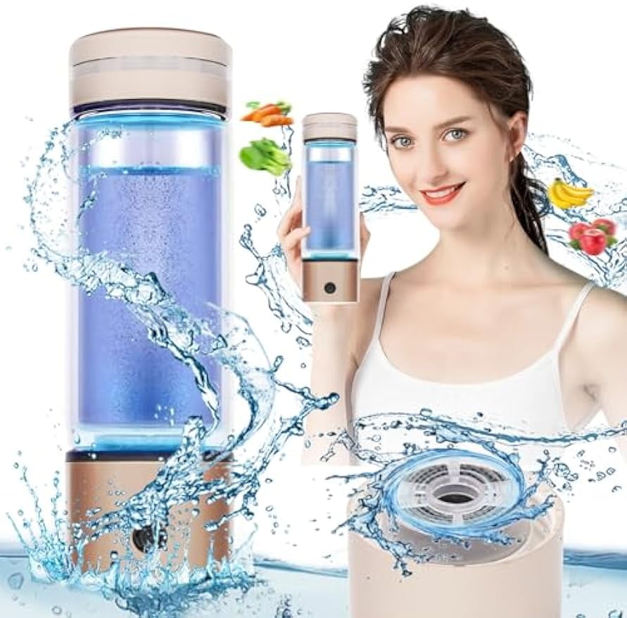 Hydrogen Water Bottle Generator, Portable H2 Water Ionizer Machine Cup with Rechargeable Glass Bottle, Healthy Alkaline Hydrogen Ions Water Maker Pitcher, Gift for Men Women