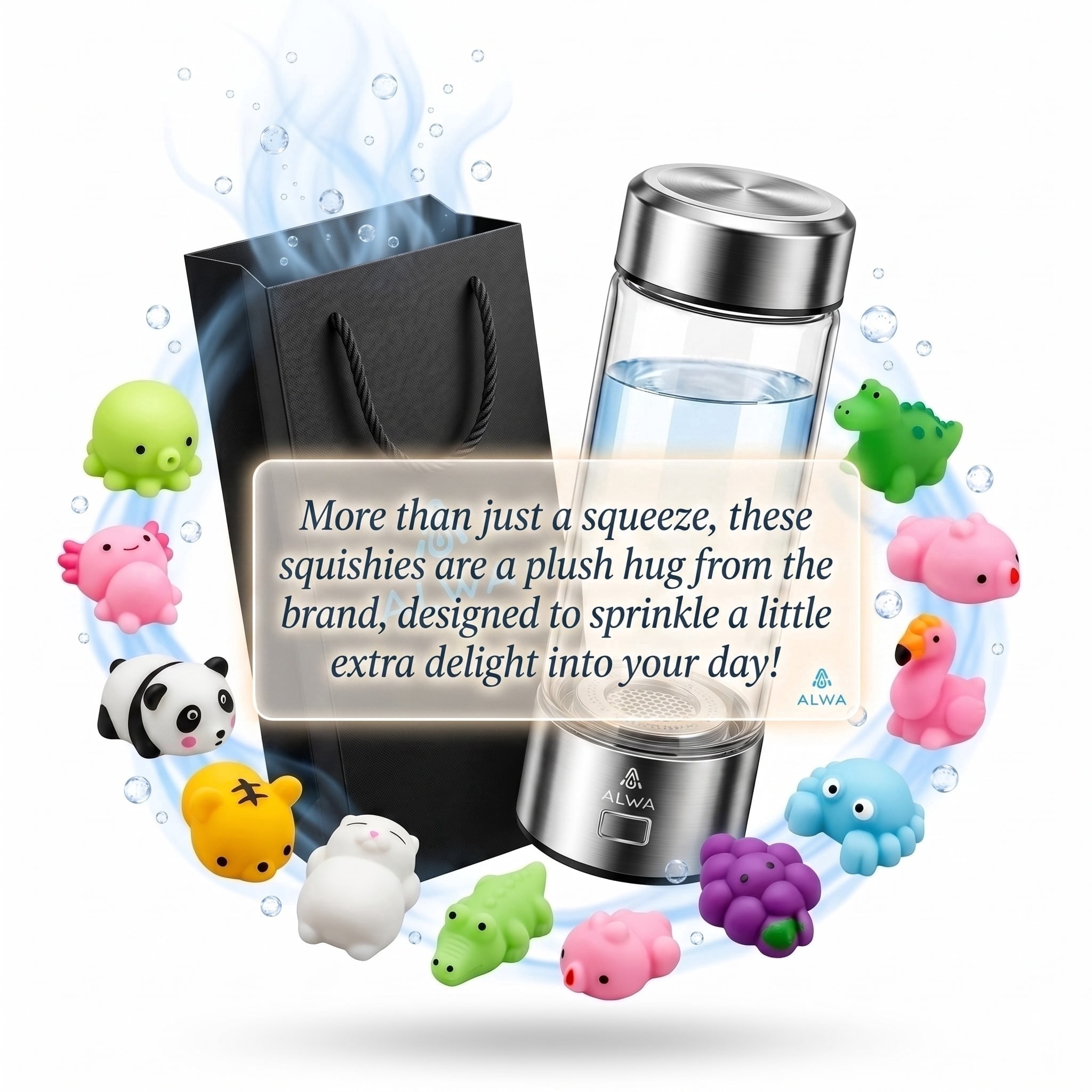 Hydrogen Water Bottle Generator - 1700 PPB Glass Portable Hydrogen Water Machine with SPE/PEM Technology, Rechargeable Hydro Health Bottle, Hydrogen Water Ionizer, Hydro Water Bottl
