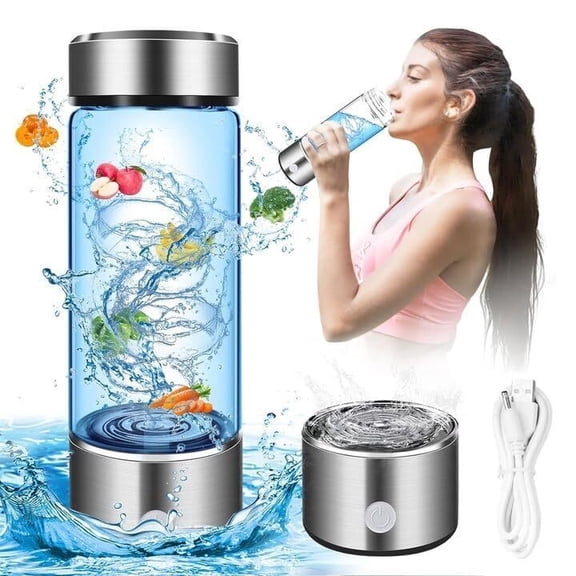 Hydrogen Water Bottle,Hydrogen Water Bottle Generator with SPE PEM Technology Water Ionizer, Hydrogen Water Machine Improve Water in 3 Minutes for Home, Office, Travel, Daily Drinking (Sliver-1200Pbb)