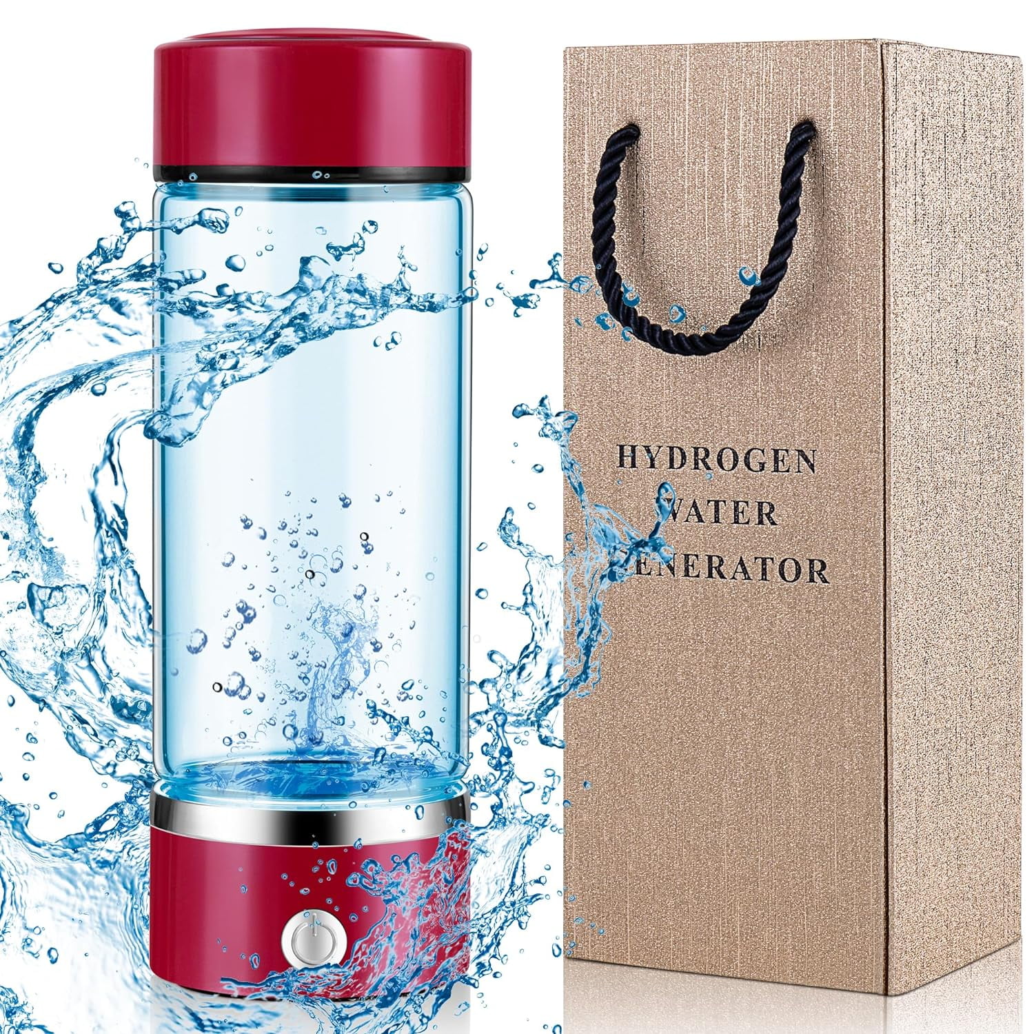 Hydrogen Water Bottle with PEM SPE Technology - 2024 for Men Women - A Portable Rechargeable Hydrogen Water Generator with Gift Box, Hydrogen Water Ionizer Machine for Home Office Travel (Silver)