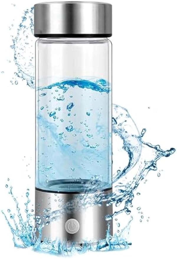 Hydrogen Water Bottle, Portable Hydrogen Water Generator with SPE and Pem Technology, Rechargeable Portable Glass Hydrogen Water Alkaline Generator Bottle