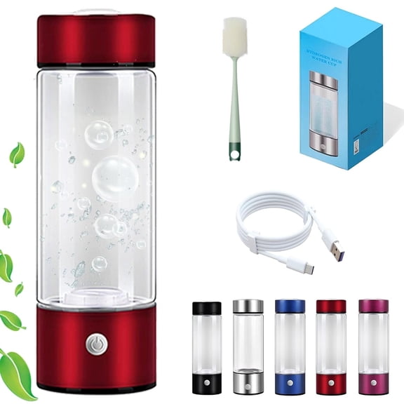 Hydrogen Water Bottle with SPE & PEM Technology, Portable Hydrogen Water Bottle Generator - Protect Your Health with Hydrogen, for Home Office Travel (Black),Red