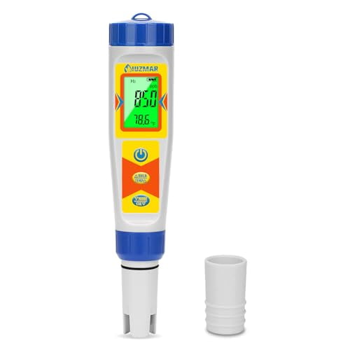 Hydrogen Water Tester pH Meter 6 in 1 pH H2 ORP TDS EC Temp Tester Dissolved Hydrogen Tester for Hydrogen Water Bottle pH and ORP Meter for Household Drinking Water Hydroponics Pool