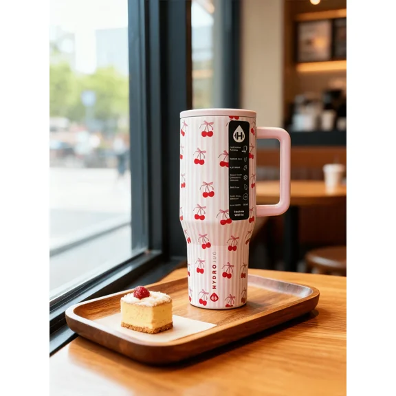 Hydrojugg Original 40oz Traveler Water Bottle - Cup Holder Friendly, Flip-Top Straw & Handle, Insulated Stainless Steel with Rubber Base | Gift for Sports, Office & Holidays