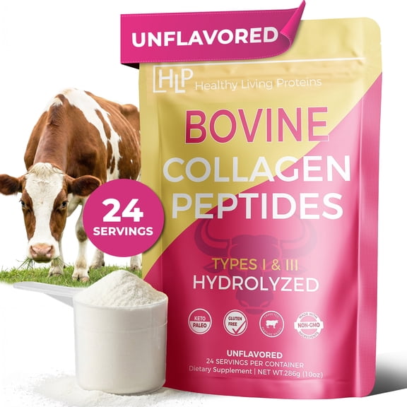 Hydrolyzed Bovine Collagen Proteins Type I & III - Grass Fed, Pasture Raised Bovine Peptides - Keto & Paleo, Gluten Free - Unflavored Powder (10 oz) - From Healthy Living Proteins