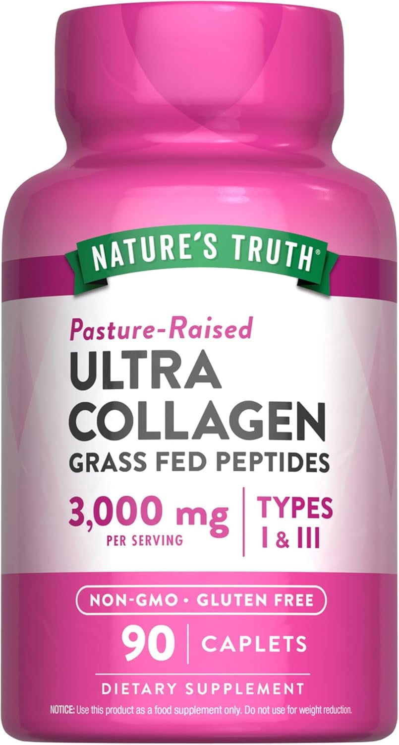 Hydrolyzed Collagen Peptides 3000mg | 90 Caplets | Non-GMO, Gluten Free | by Nature's Truth