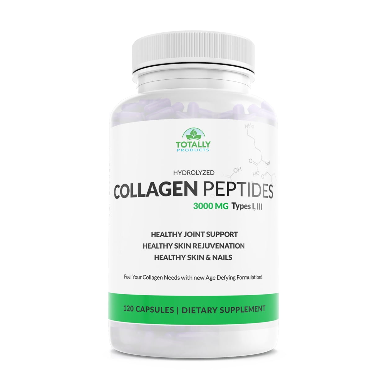 Hydrolyzed Collagen Peptides 750mg - Protein Powder  (120 Capsules)