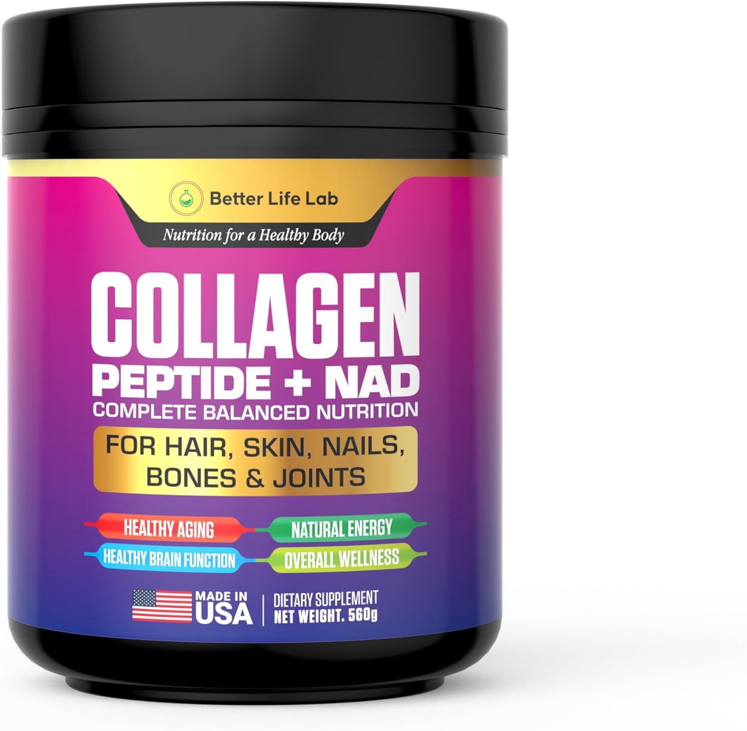 Hydrolyzed Collagen Peptides with NAD – Supports Hair, Skin, Nails 