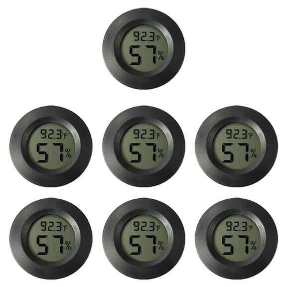 7 Pcs Mini Round Hydrometer Hygrometer Gauge for Humidity and Temperature Measurement in Fish Tank Plastic