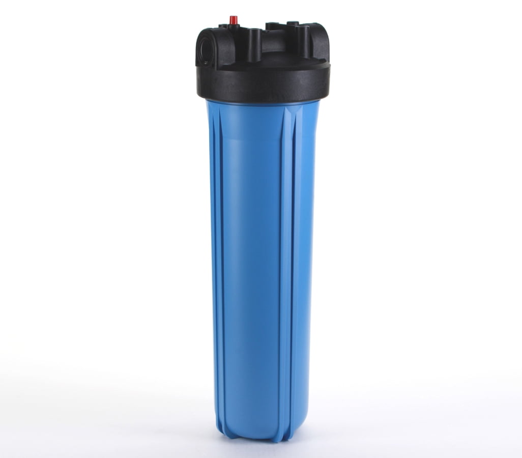 Hydronix 20"x4.5" HF45-20BLBK10PR Whole House Housing, 1" In/Out Ports W/ Pressure Relief Button