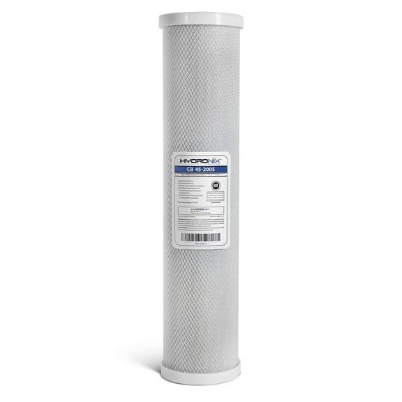 Hydronix CB-45-2005 Whole House, Commercial & Industrial NSF Coconut Carbon Block Water Filter, 4.5" x 20" - 5 Micron
