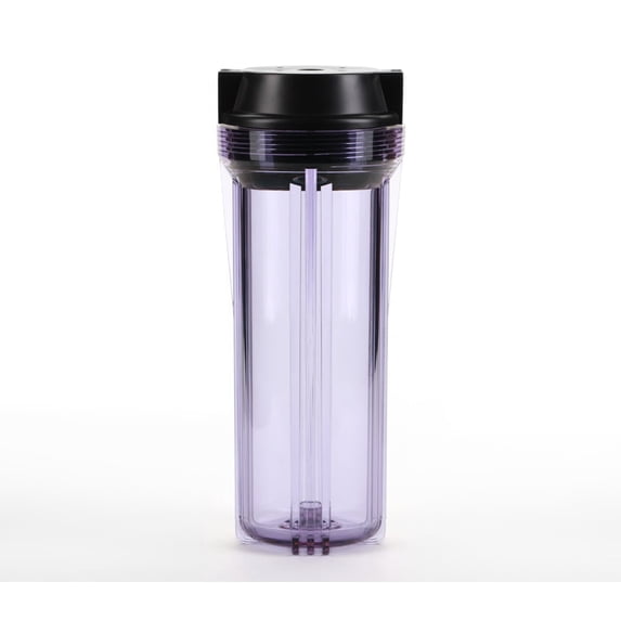 Hydronix HF2-10CLBK12, 10" Clear Housing with Black Flat Cap For RO & Filtration Systems, 1/2" Ports