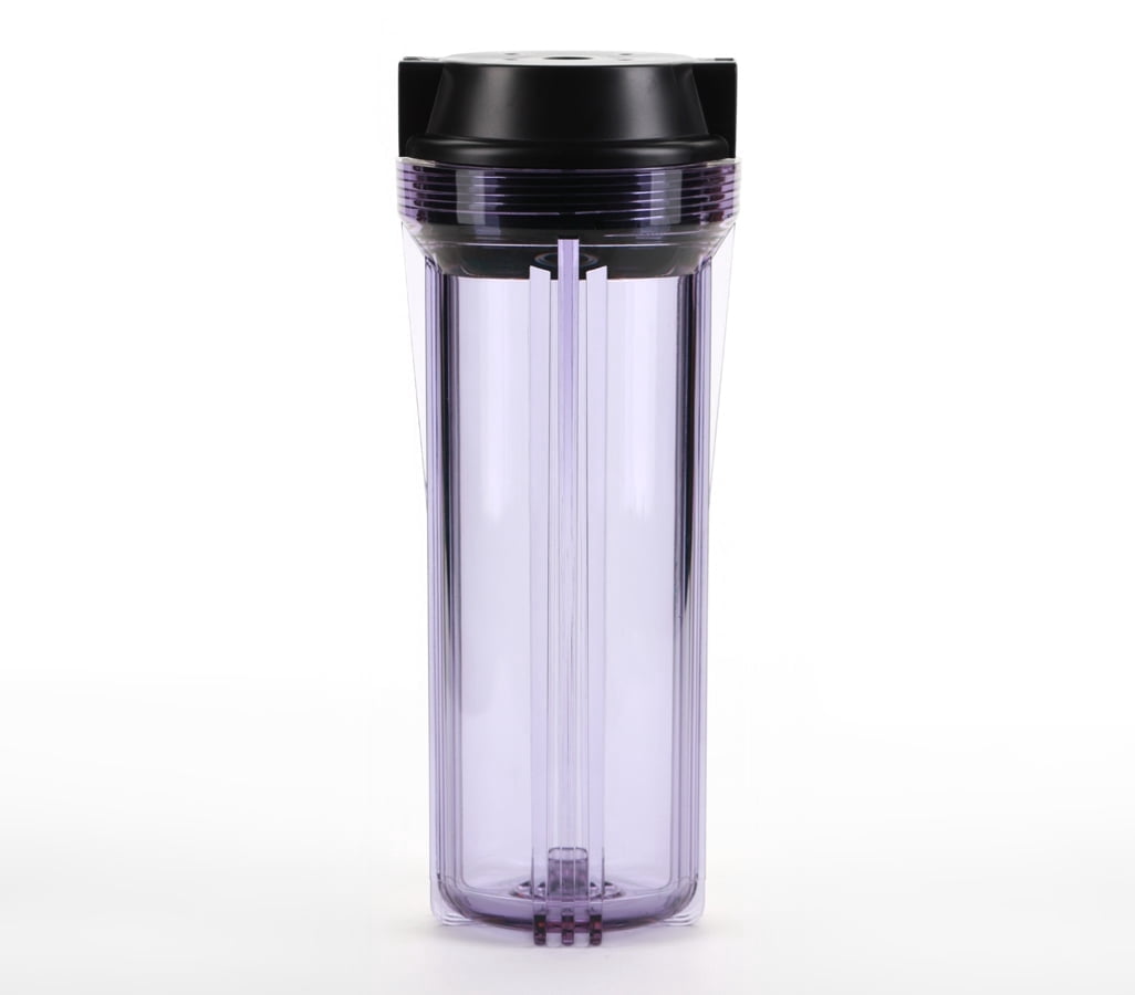 Hydronix HF2-10CLBK14, 10" Clear Housing with Black Flat Cap For RO & Filtration Systems, 1/4" Ports