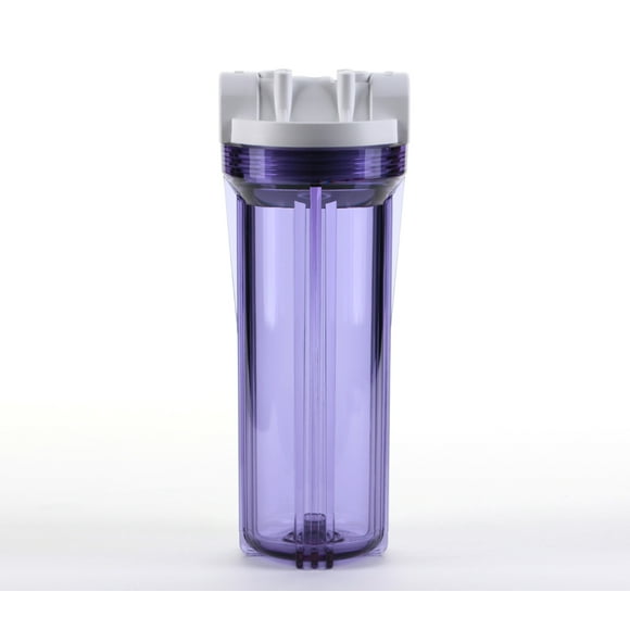 Hydronix HF3-10CLWH12, 10" Clear Housing with White Rib Cap For RO & Filtration Systems, 1/2" Ports