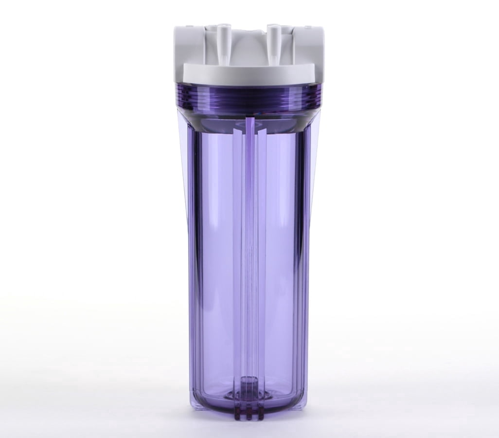 Hydronix HF3-10CLWH38, 10" Clear Housing with White Rib Cap For RO & Filtration Systems, 3/8" Ports