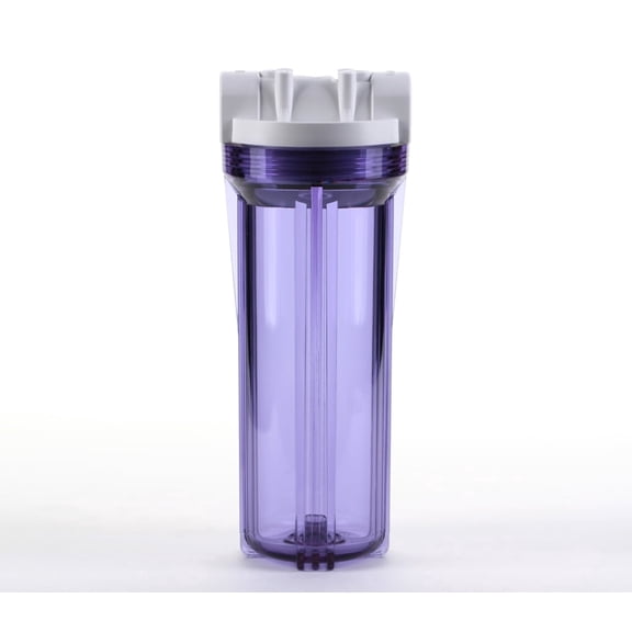 Hydronix HF3-10CLWH38, 10" Clear Housing with White Rib Cap For RO & Filtration Systems, 3/8" Ports