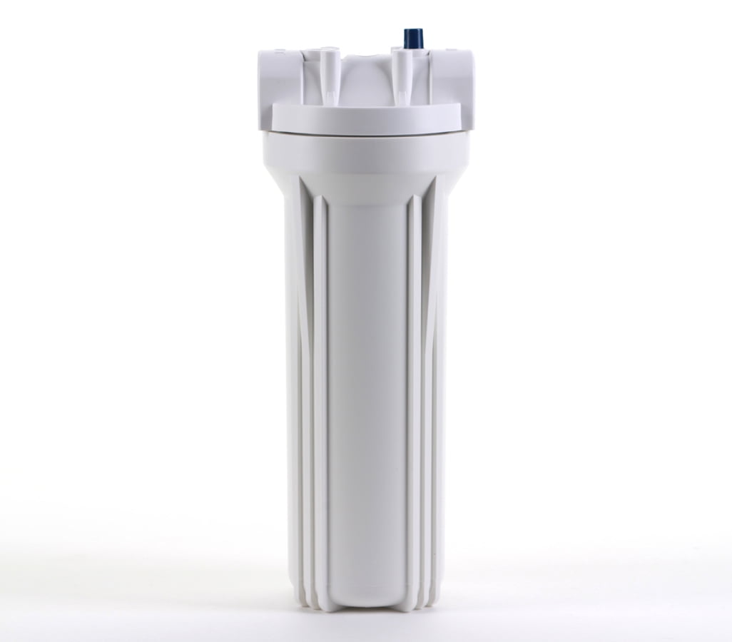 Hydronix HF3-10WHWH34PR, 10" White Housing with White Rib Cap For RO & Filtration Systems, 3/4" Ports with Relief Button