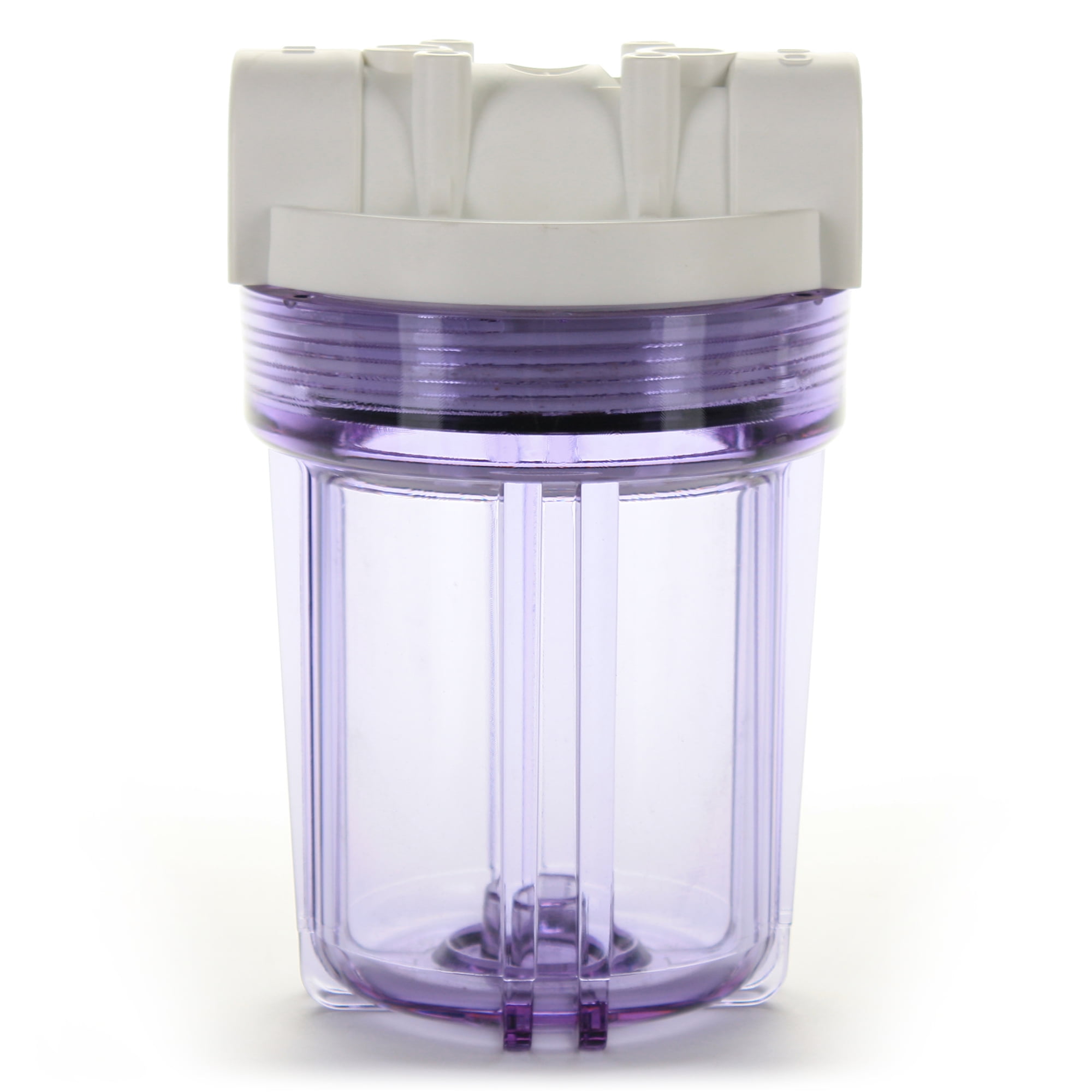 Hydronix HF3-5CLWH12, 5" Clear Housing with White Rib Cap For RO & Filtration Systems, 1/2" Ports