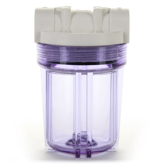 Hydronix HF3-5CLWH12, 5" Clear Housing with White Rib Cap For RO & Filtration Systems, 1/2" Ports