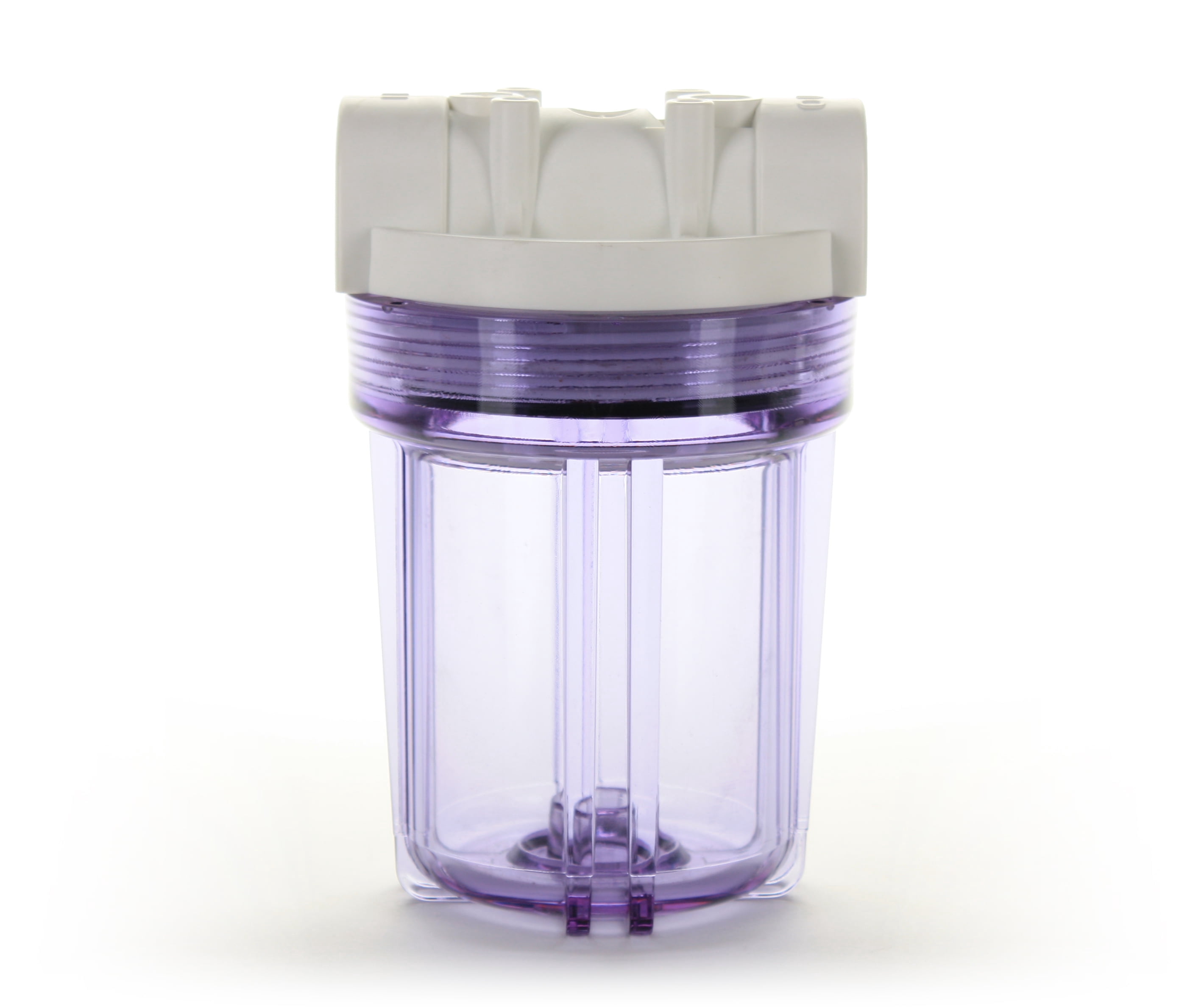 Hydronix HF3-5CLWH14, 5" Clear Housing with White Rib Cap For RO & Filtration Systems, 1/4" Ports