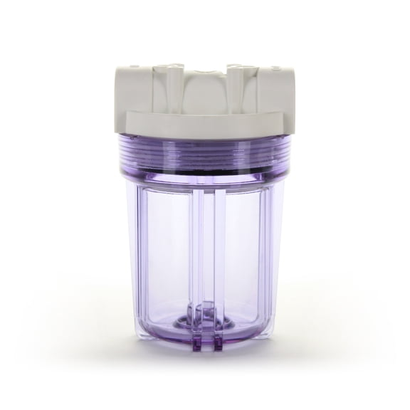 Hydronix HF3-5CLWH14, 5" Clear Housing with White Rib Cap For RO & Filtration Systems, 1/4" Ports