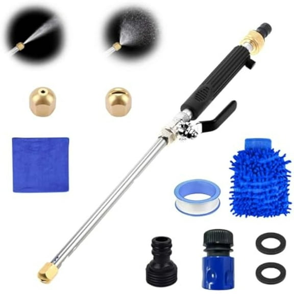 Hydronozzle 2-in-1 Portable Power Washing Nozzle, High Pressure Hose Hydro Nozzle with Connect Hose Fittings, for Fence Cleaning Garden Watering (1PCS,Black)