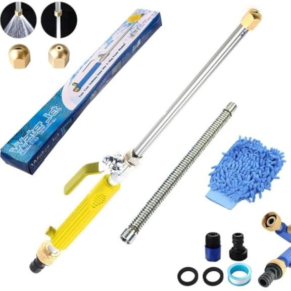 Hydronozzle 2-in-1 Portable Power Washing Nozzle, Portable Washer Pressure Washer Accessories, High Pressure Hose Nozzle for Garden with 2 Different Nozzles and Hose Quick Connectors (Yellow)