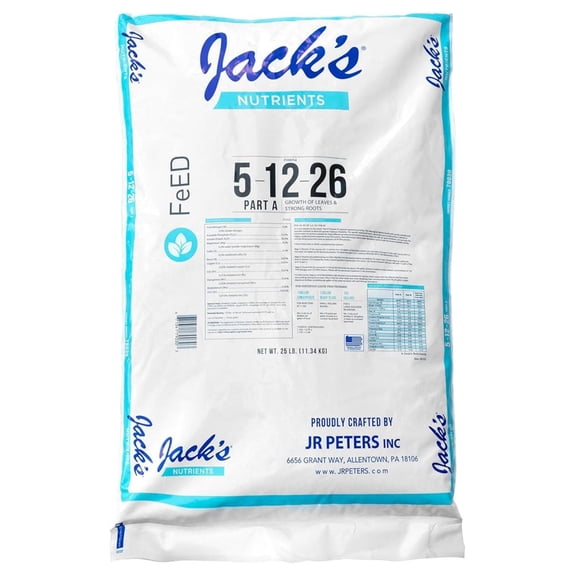 Hydroponic Fertilizer 5-12-26 Part A - 25 lbs Water Soluble Nutrients for Hydroponics, Soilless, & Aeroponics; Professional Grade Plant Food for Veg & Bloom