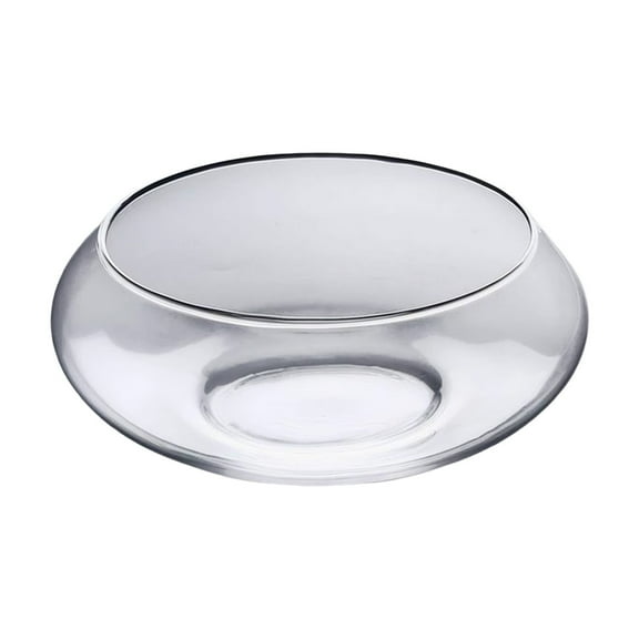 Hydroponic Glass Vase for Plants and Fish, Transparent Water Vessel with Copper Coin Grass Bowl, 10.63 x 10.63 x 6.69 Inches