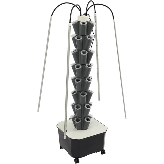 Hydroponic Growing System Tower, 80W 40 Plants 8-Layer Hydroponic Tower with LED Light Vertical Hydroponics Garden Tower for Herbs Vegetables Fruits