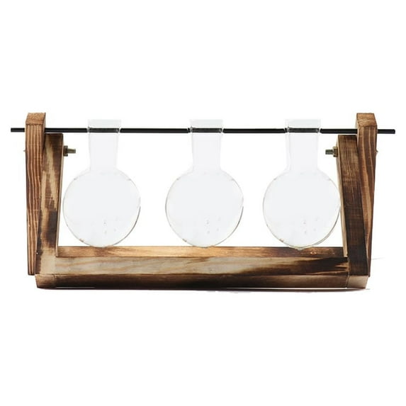 Hydroponic Plant Transparent Vase Wooden Frame Vase Decoration Glass Tabletop Plant Bonsai Decor;Hydroponic Plant Transparent Vase Wooden Frame Tabletop Plant Bonsai Decor