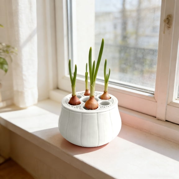 Hydroponic Planter Multi Hole Growing Pot Durable Plant Container For Onion Herb Indoor Kitchen Gardening(White-7.2Cm)