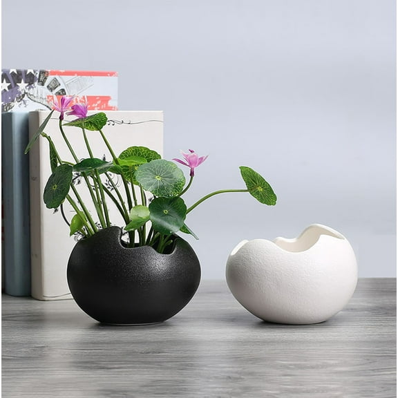 Hydroponic Pot Ceramic Planter - Modern Geometric Design, Breathable Succulent Container, Sleek Home Decor, Indoor Gardening Vessel, Topliu