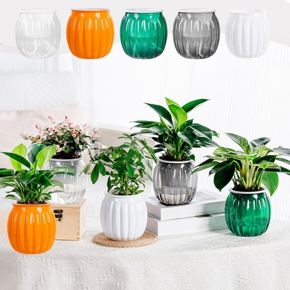 Transparent Hydroponic Plant Pots, Self-Watering Plastic Flower Pots for Indoor Plants, Desktop Home Decor