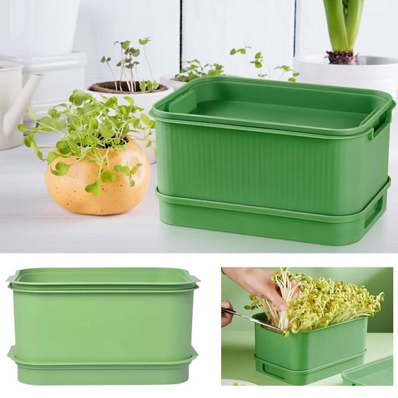 Hydroponic Stackable Sprout Growing Box - 3mm Precision Drainage Holes, Transparent Lid for Easy Growth Monitoring, Versatile for Sprouts & Wheatgrass, Reusable Plastic Indoor Garden Starter