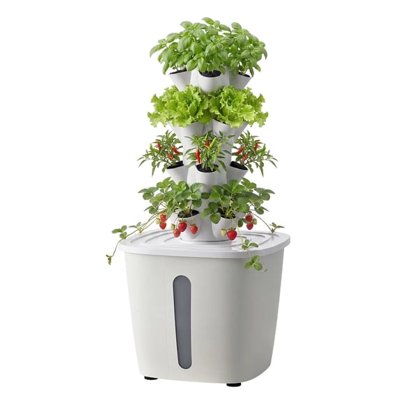 Hydroponic Tower, 20 Pods 4 Tiers Hydroponics Growing System Kit, Vertical Home Hydronic Garden with 20L Water Tank & Pump, Planter Plants Germination Kit for Indoor Herbs, Fruits, Vegetables